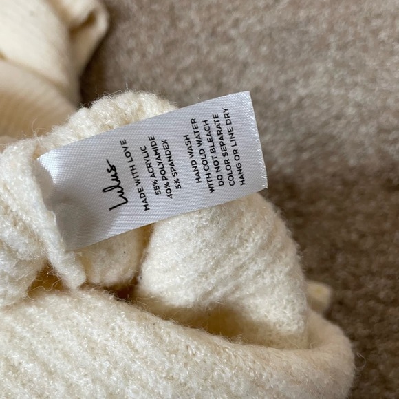 LuLus sweater off white vanilla asymmetrical lightweight knit drop sleeve SZ SM - Picture 8 of 9